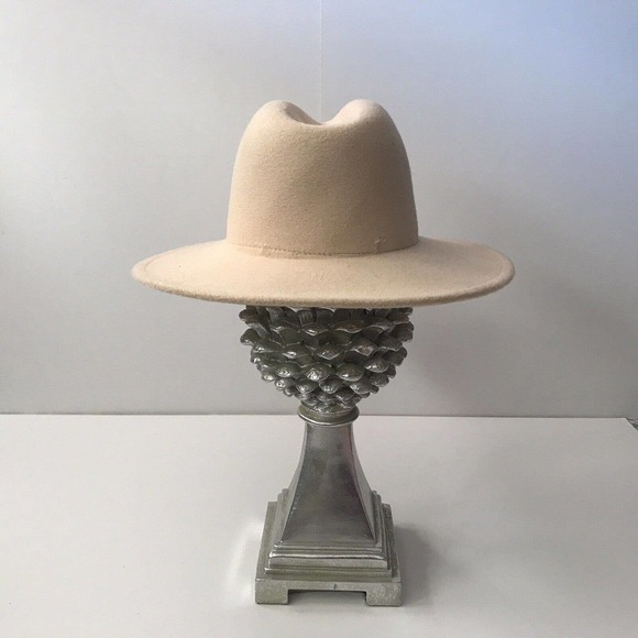 Unbranded Hat Stiff Brim Tan Felt Adjustable No Hat Band Pre-Owned main image 4
